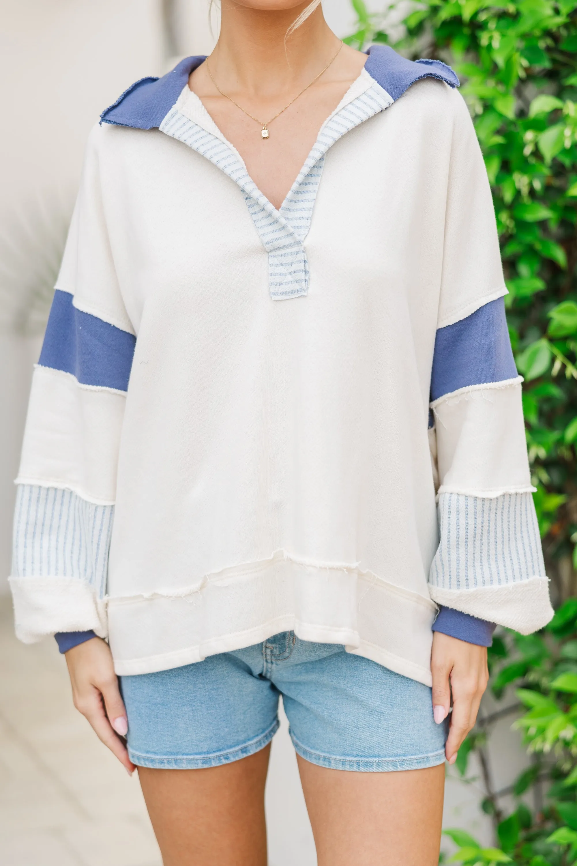 Hear You Out Blue Striped Pullover