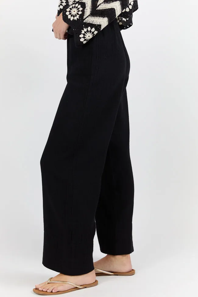 In The Breeze Black Gauze Pull On Wide Leg Pants SALE