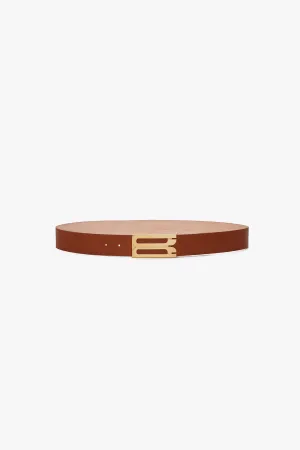 Jumbo Frame Belt In Tan Grained Leather Victoria Beckham