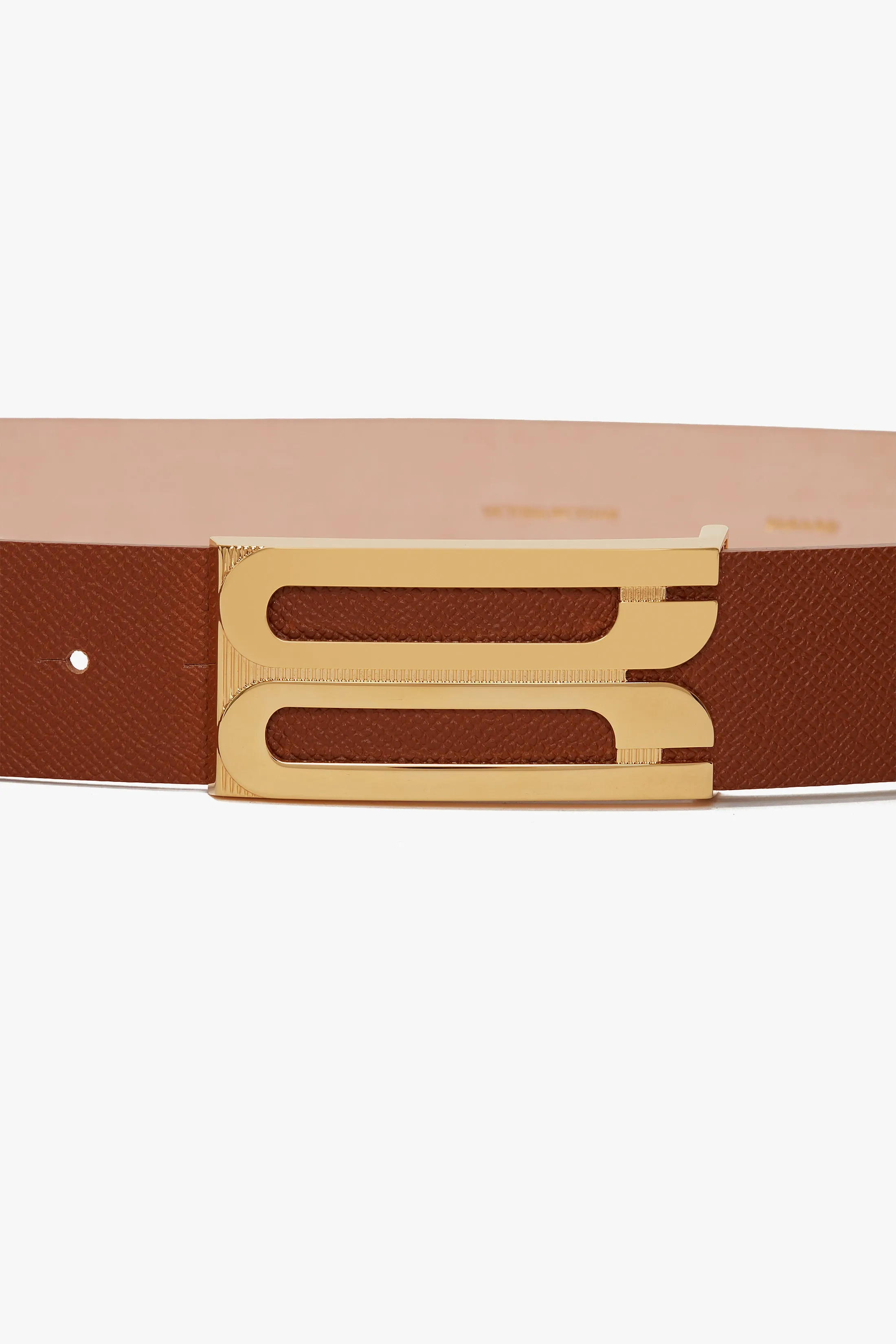 Jumbo Frame Belt In Tan Grained Leather Victoria Beckham