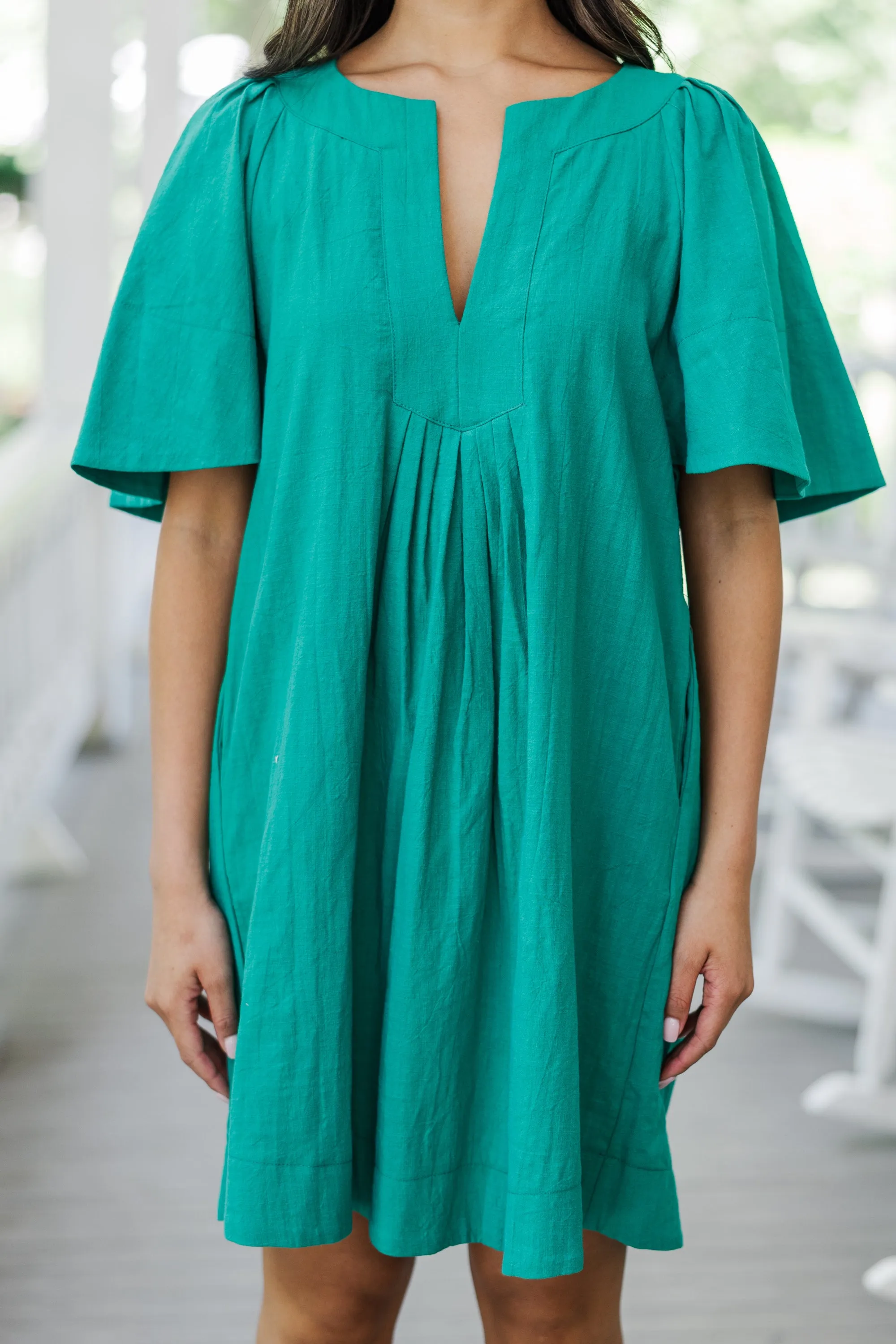Just A Theory Jade Green Cotton Dress