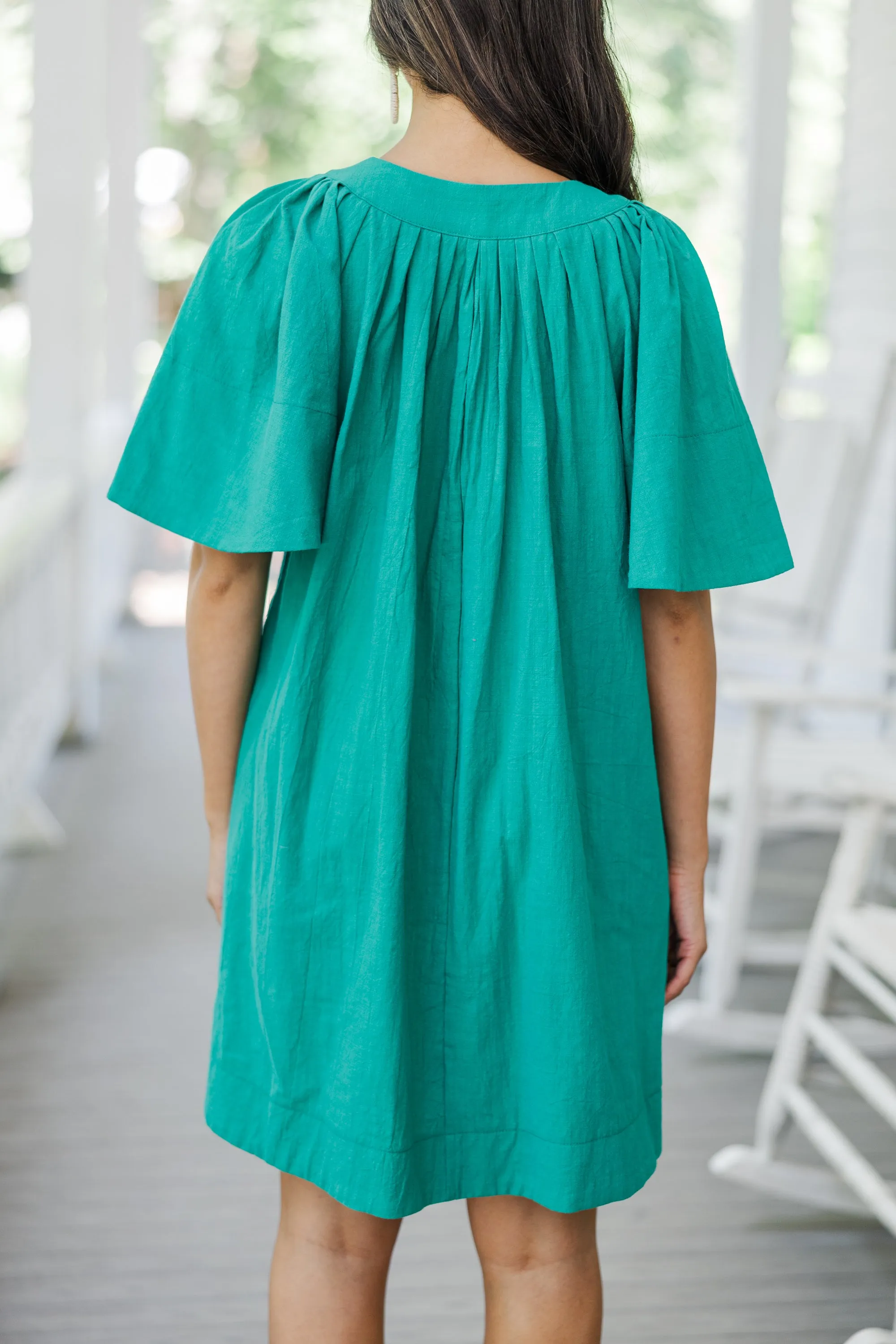 Just A Theory Jade Green Cotton Dress