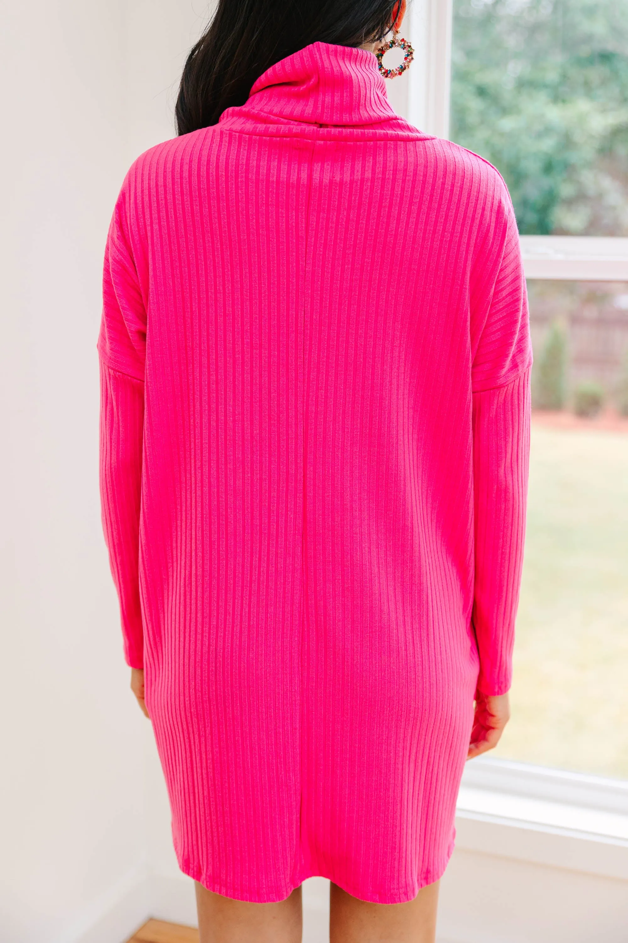 Just Imagine It Fuchsia Pink Sweater Dress