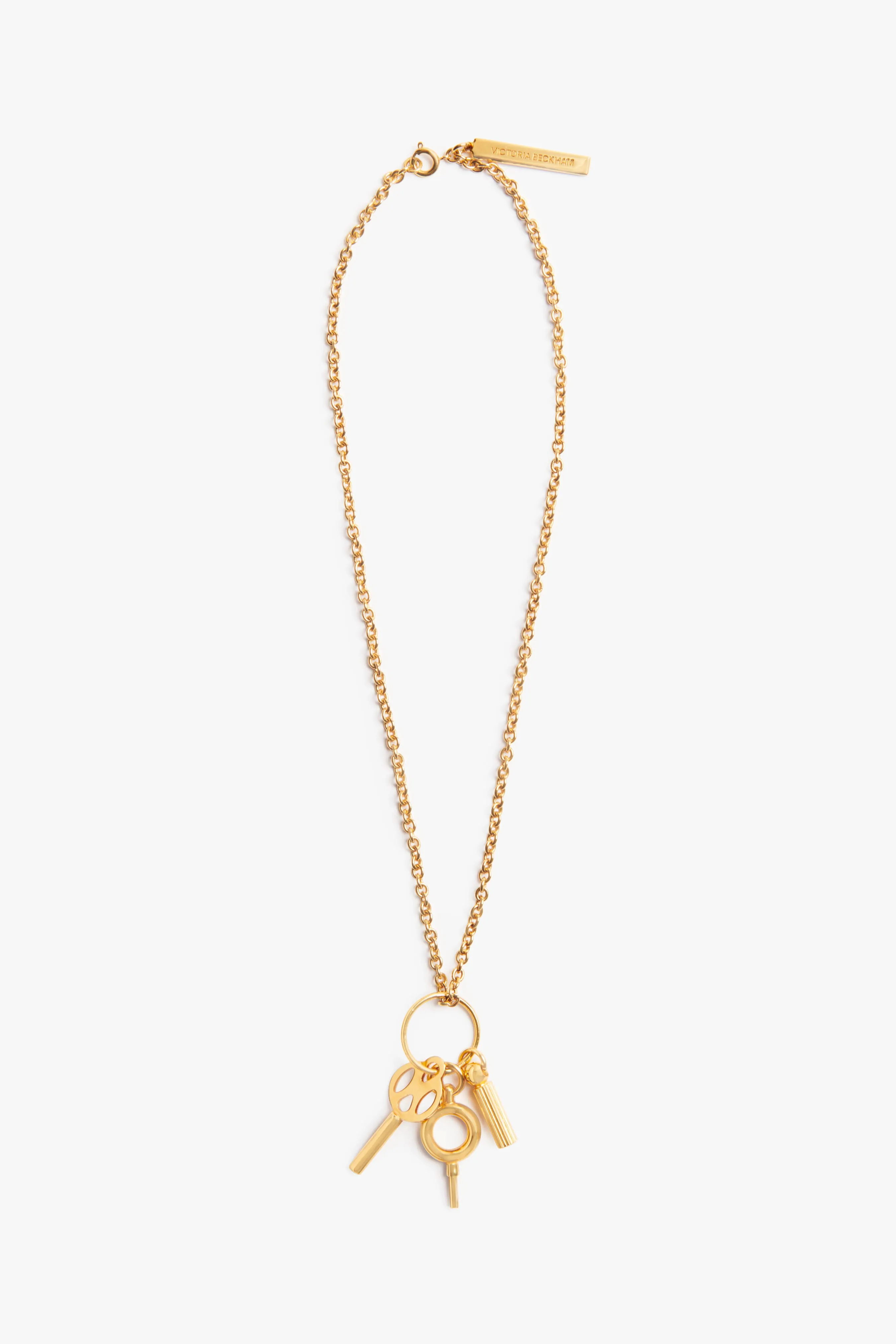 Key Charm Necklace In Gold Victoria Beckham