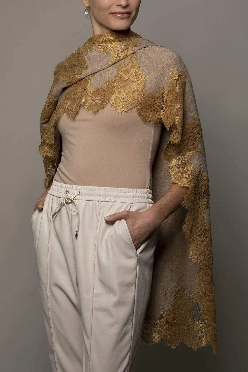 Lace Scarf - Natural Gold