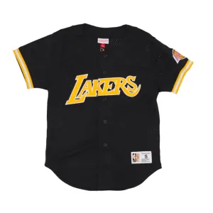 Lakers Mesh Button Up Vintage Logo Jersey