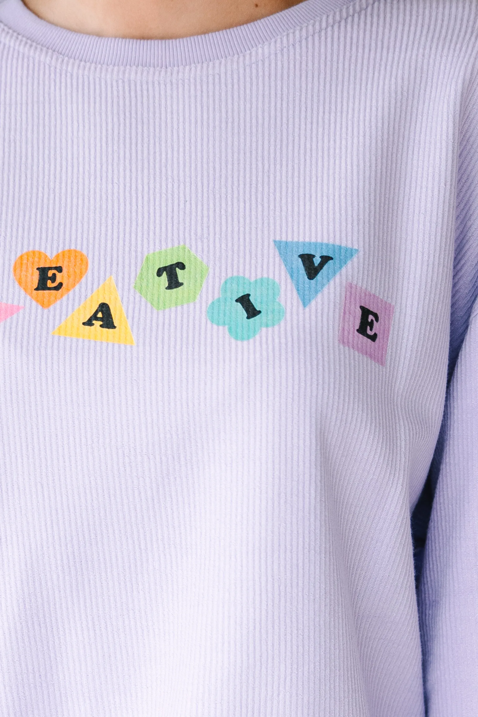 Let's Get Creative Lilac Purple Graphic Corded Sweatshirt