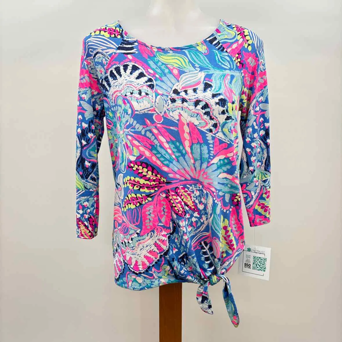 Lilly Pulitzer Women's Size XS Blue Leaf Long Sleeve Shirt