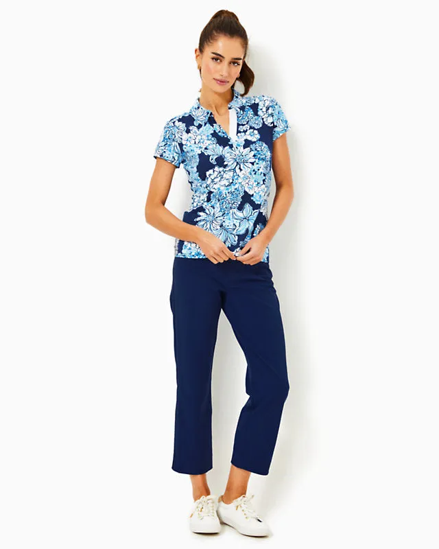 Lilly Pulitzer Women's UPF 50  Luxletic Frida Polo Top - Low Tide Navy Bouquet All Day