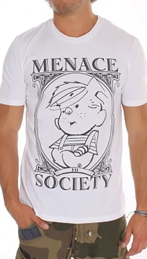 Local Celebrity Menace To Society Crew Neck Tee in White