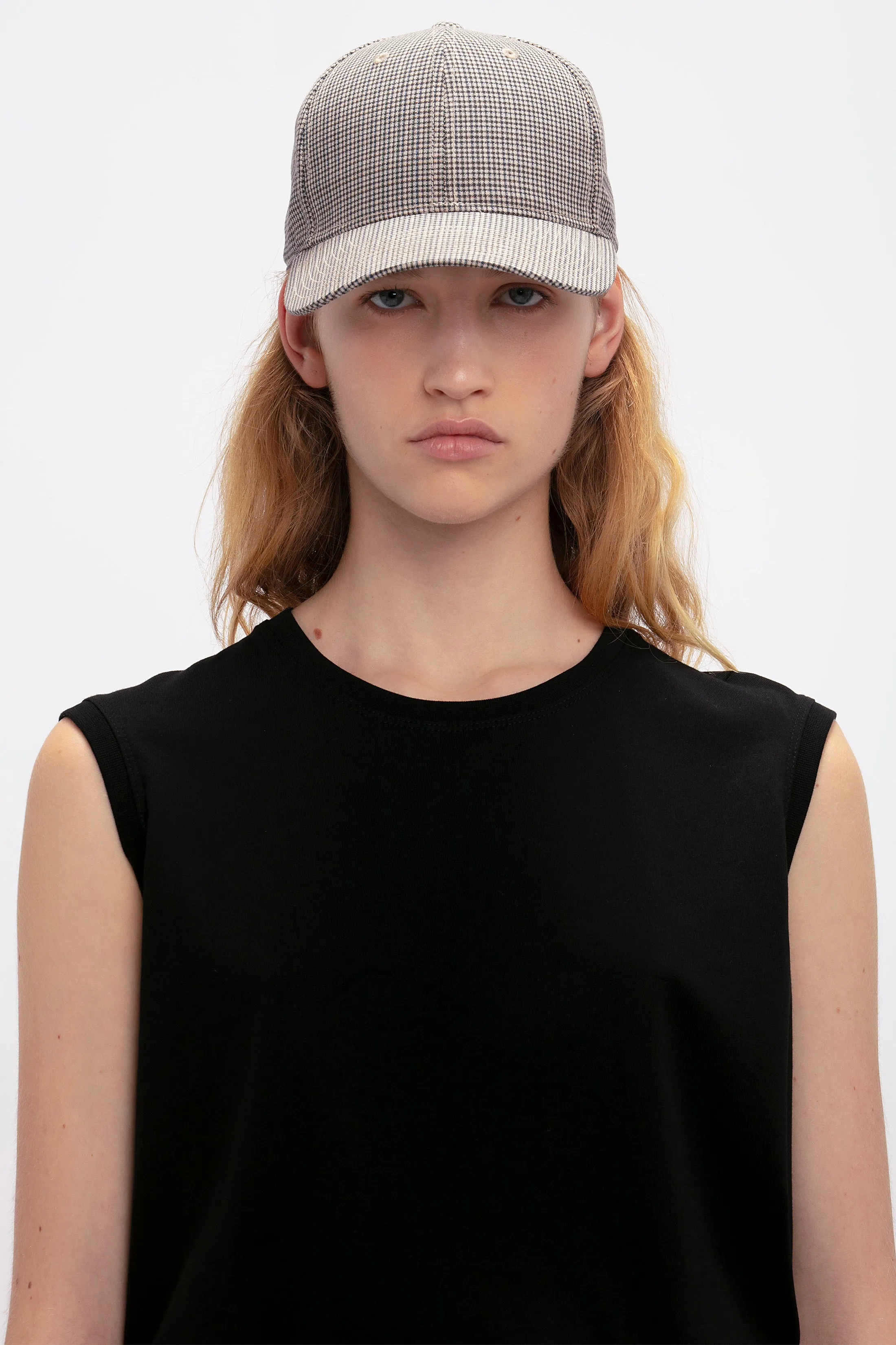 Logo Cap In Dogtooth Check Victoria Beckham