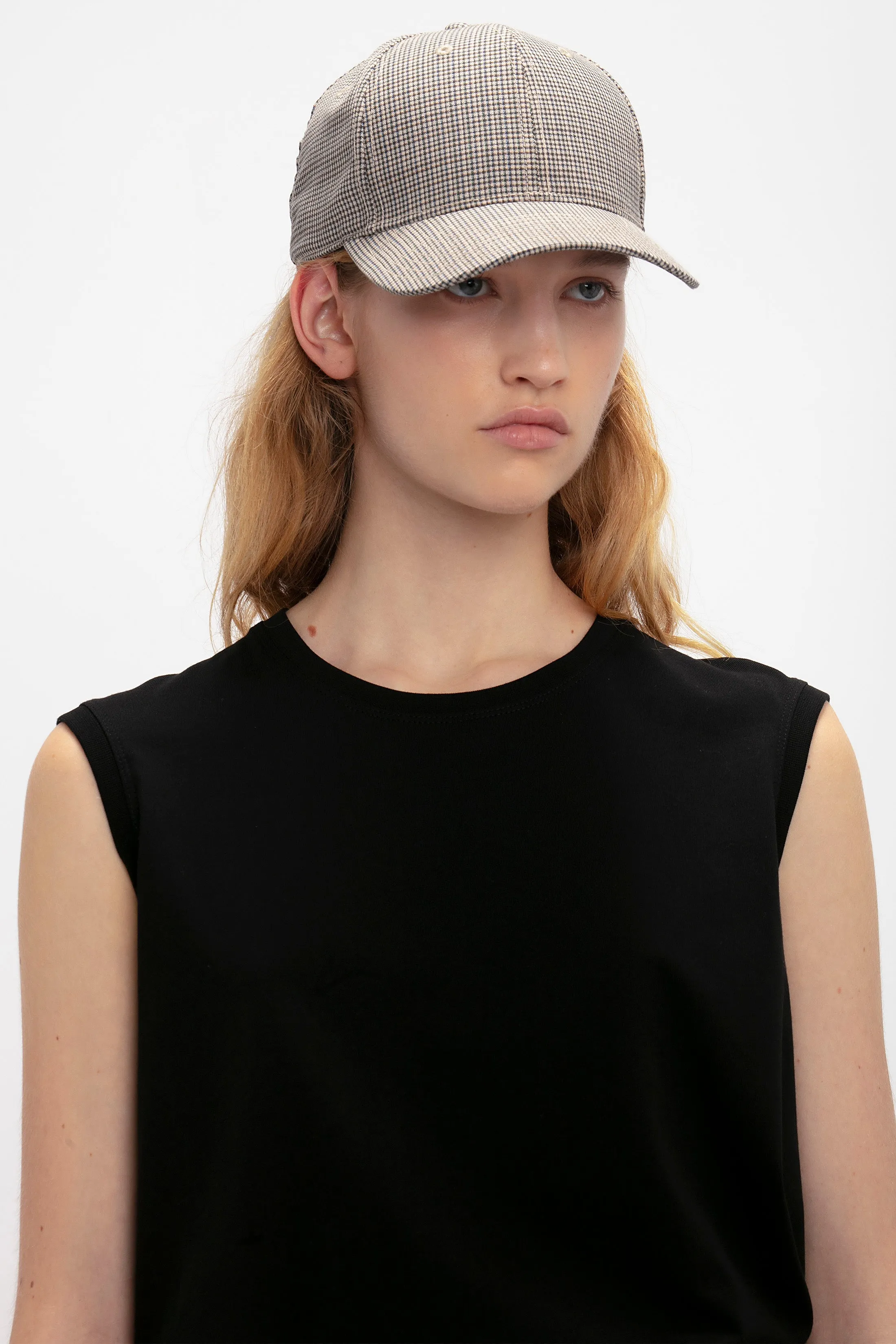 Logo Cap In Dogtooth Check Victoria Beckham
