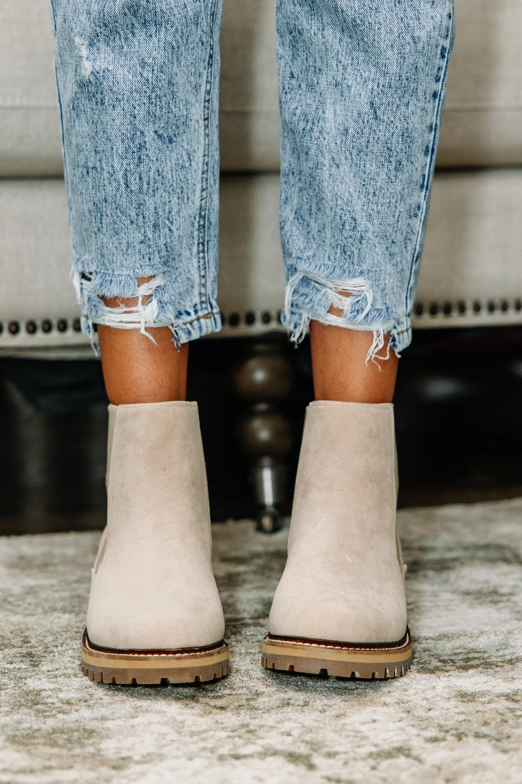 Looking Great Suede Sand Booties