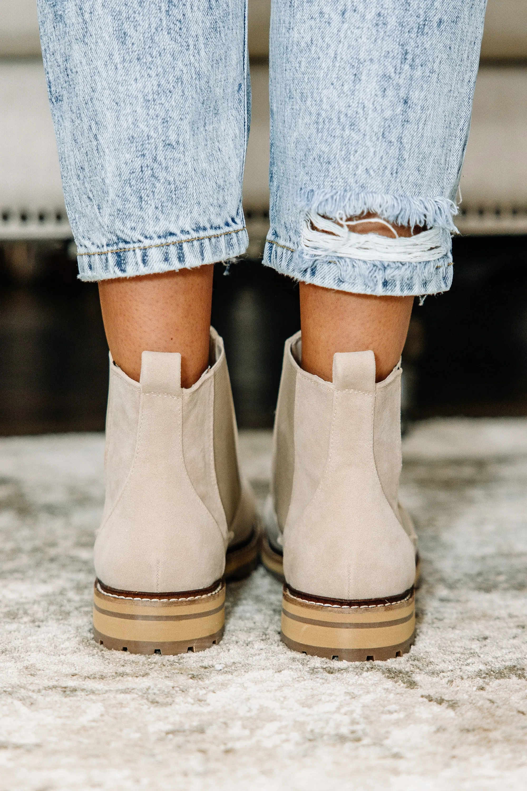 Looking Great Suede Sand Booties