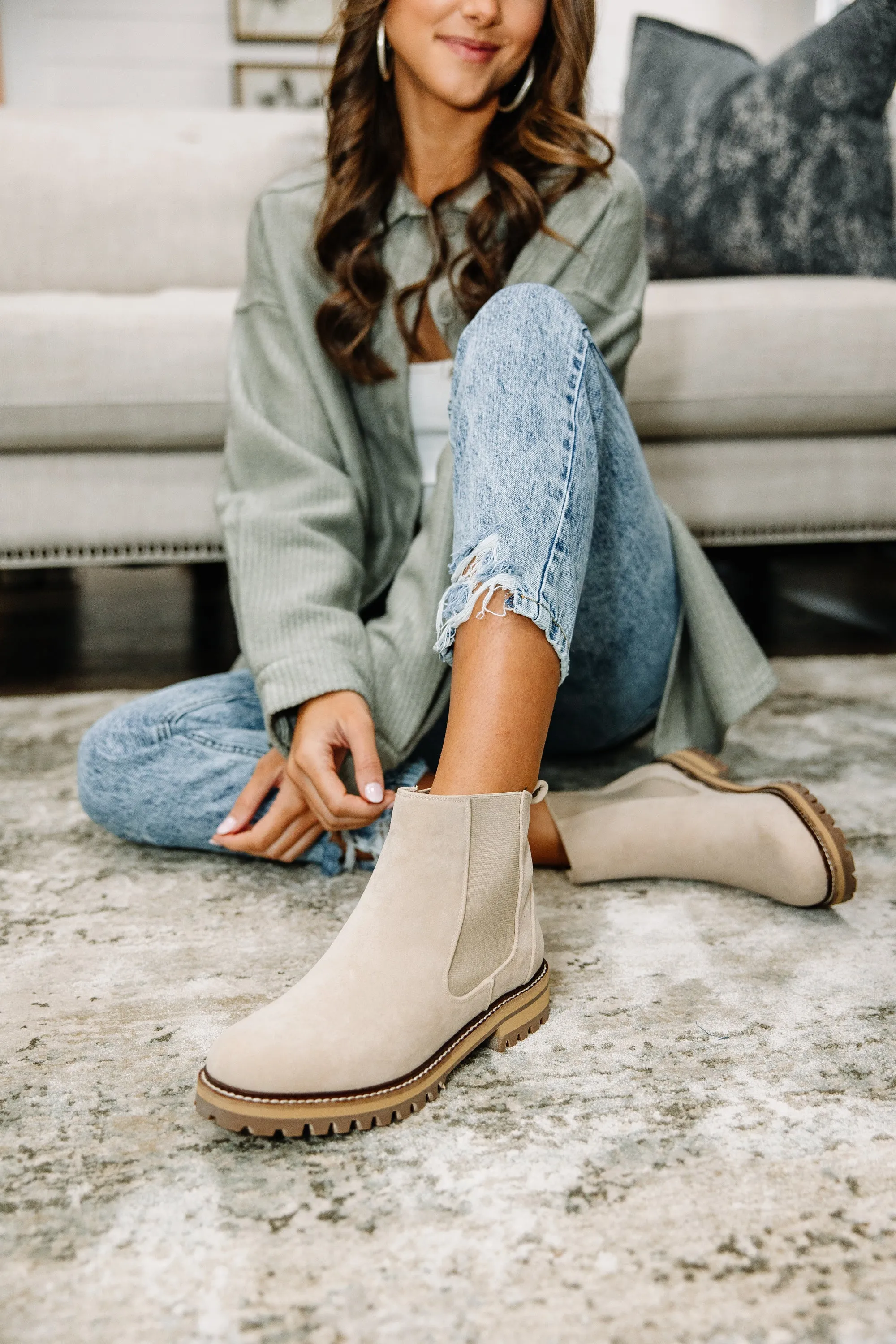 Looking Great Suede Sand Booties