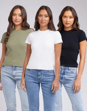 Margo Tee 3 Pk White/Black/Khaki