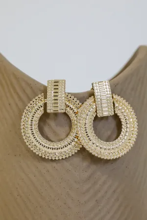 Melissa Gold Textured Statement Earrings