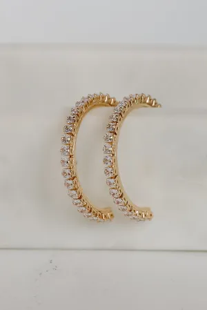 Missy Gold Rhinestone Hoop Earrings