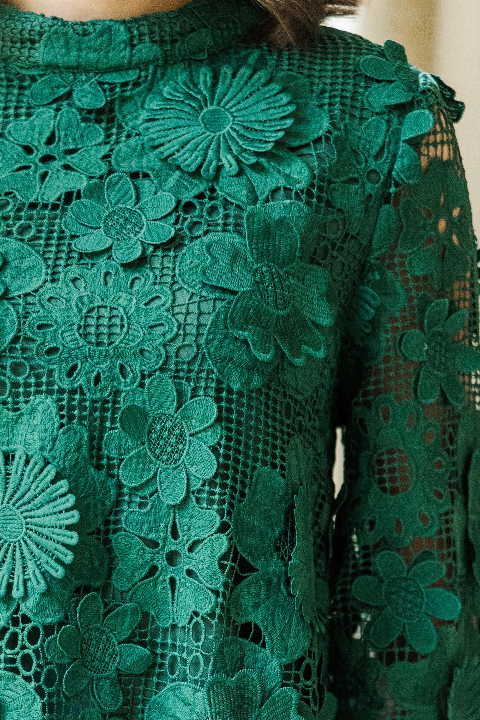 On This Day Emerald Green Lace Dress