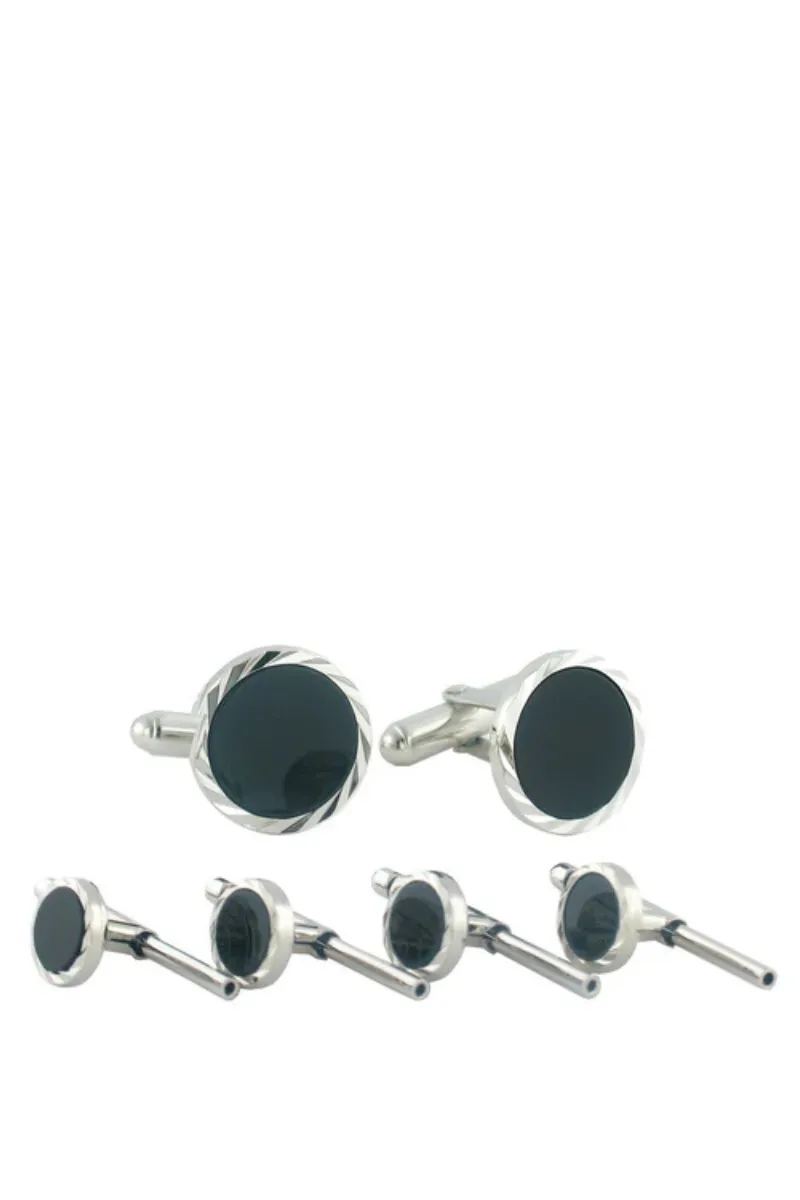 Onyx Diamond Cut Stud Set