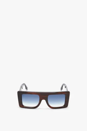 Oversized Frame Sunglasses In Brown Horn Victoria Beckham