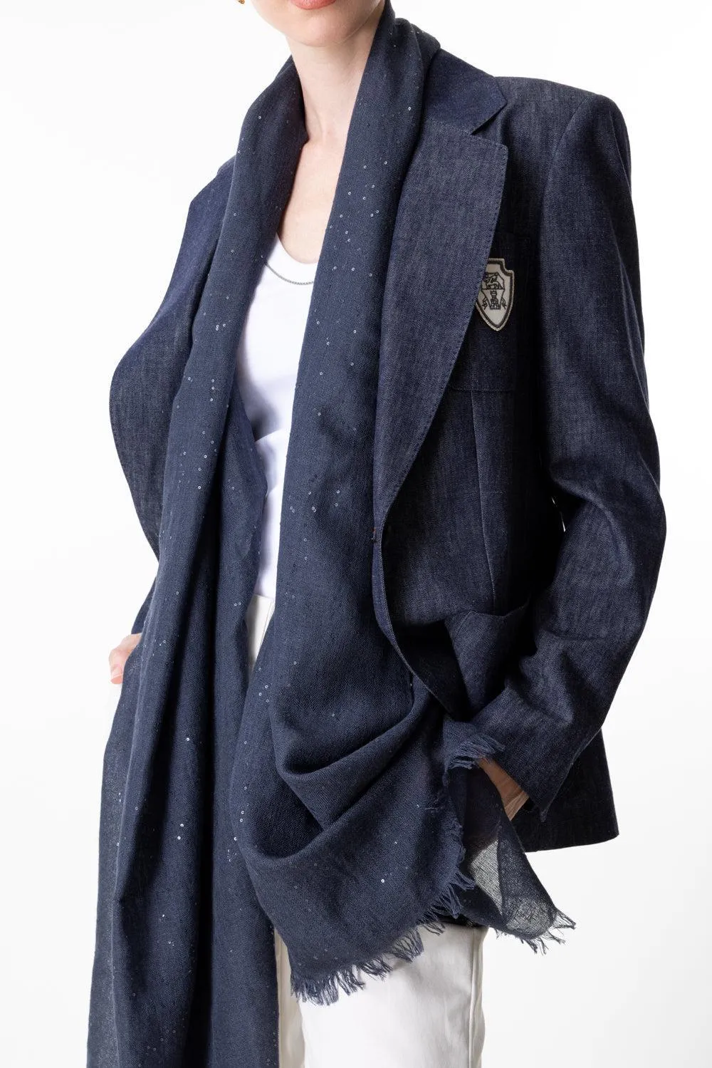Pailette Scarf - Navy