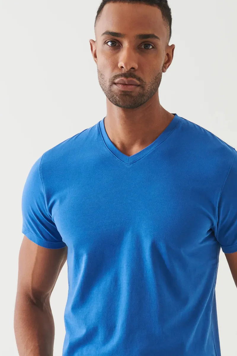 Pima Cotton Stretch V-Neck