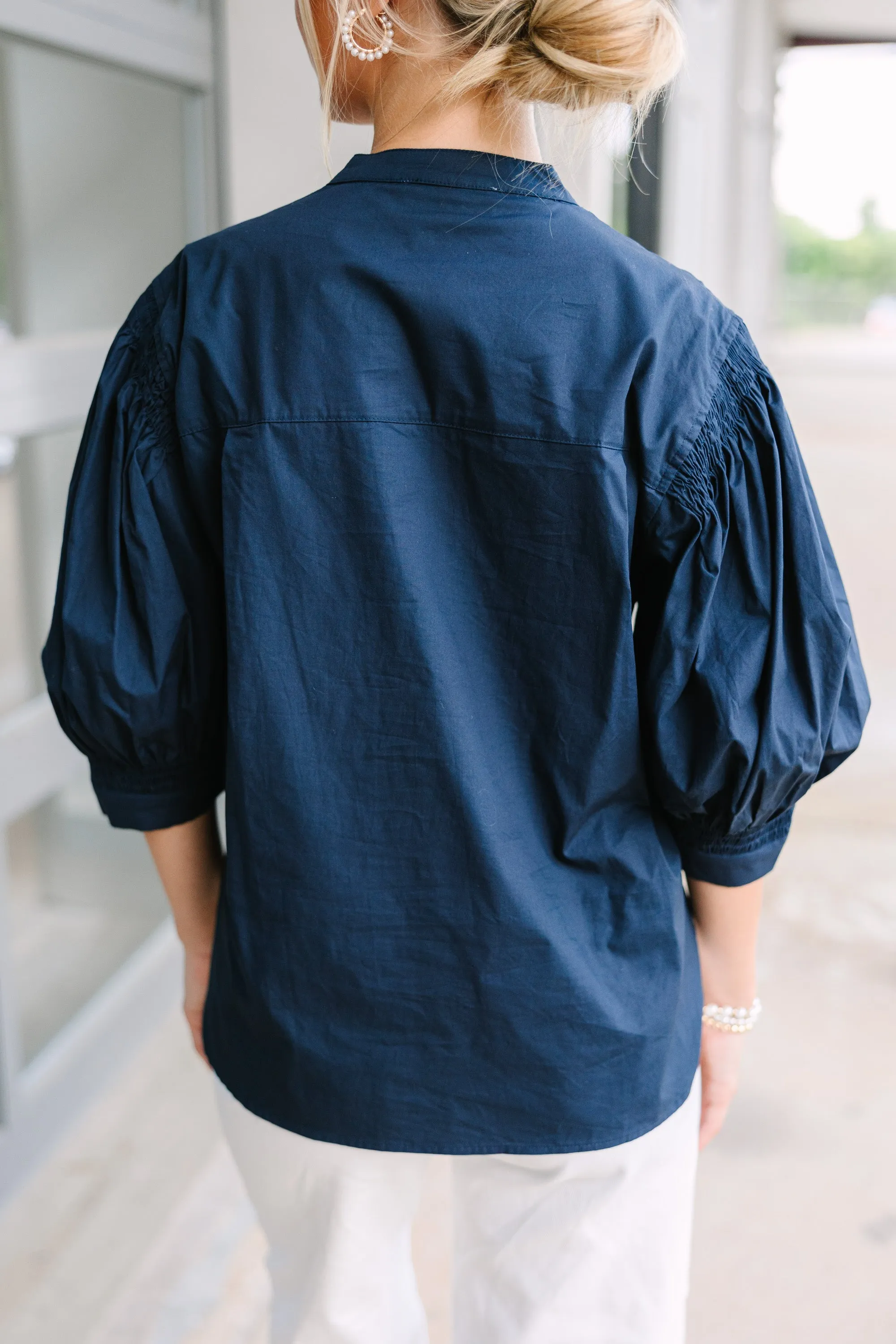 Pinch: All That You Love Navy Blue Cotton Blouse