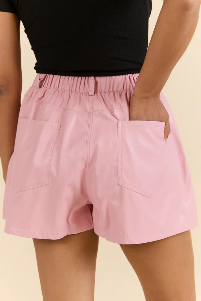 Popstar Pink Faux Leather Shorts
