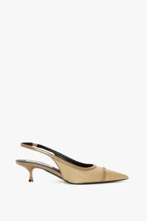 Rafia Slingback Kitten Heel In Light Beige Victoria Beckham