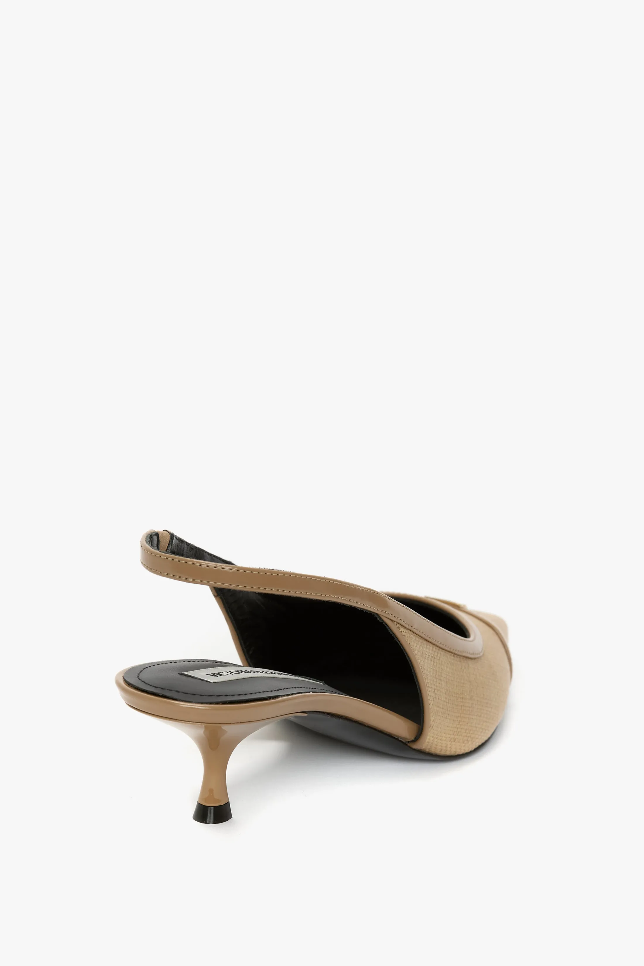 Rafia Slingback Kitten Heel In Light Beige Victoria Beckham