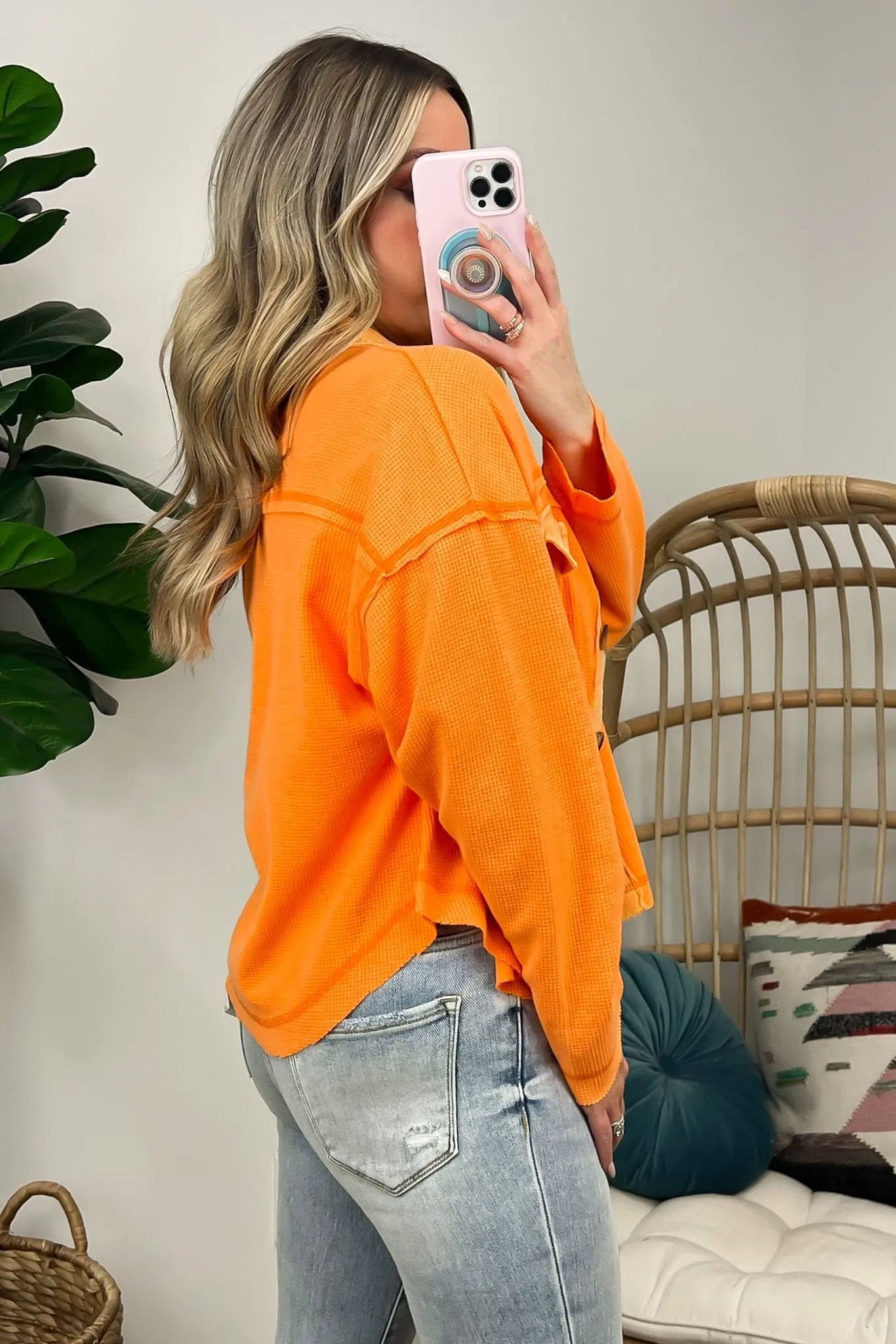 Rahele Contrast Waffle Knit Shacket - FINAL SALE