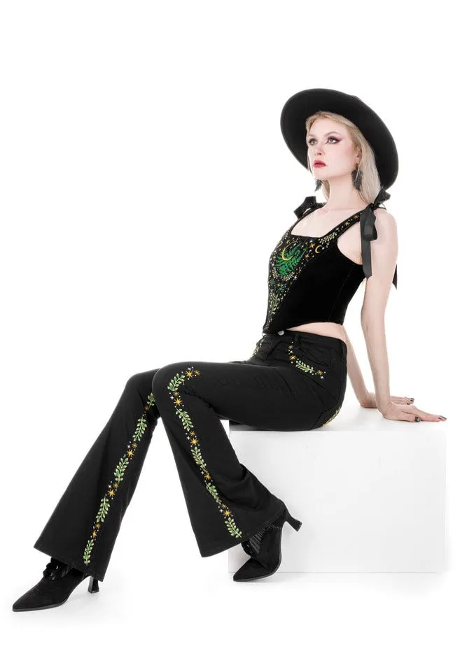 Restyle - Herbal Bell Bottom Black - Jeans