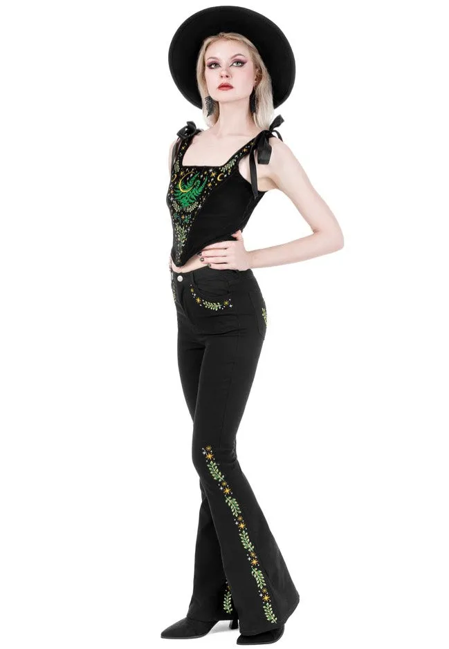 Restyle - Herbal Bell Bottom Black - Jeans