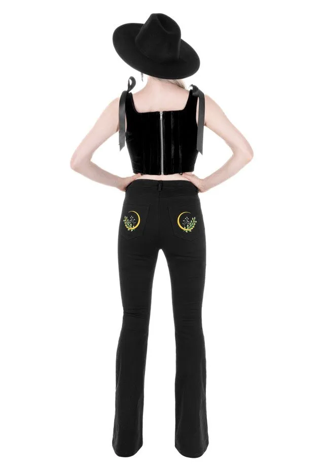 Restyle - Herbal Bell Bottom Black - Jeans