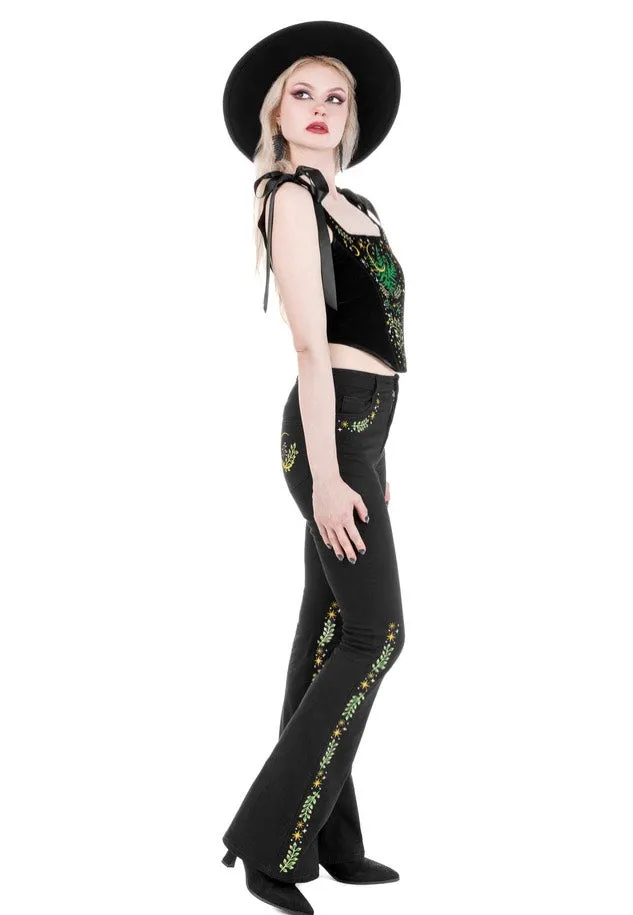 Restyle - Herbal Bell Bottom Black - Jeans