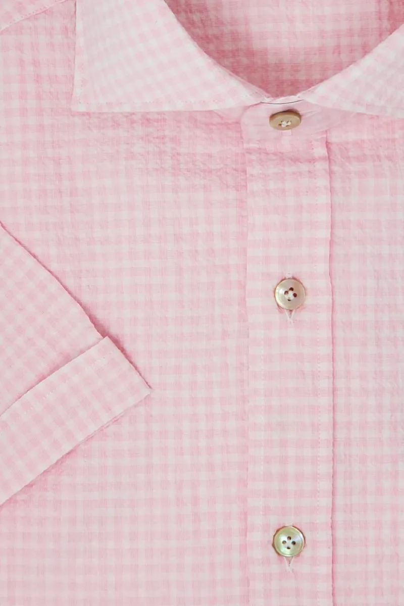 Short Sleeve Crinkle Seersucker Shirt