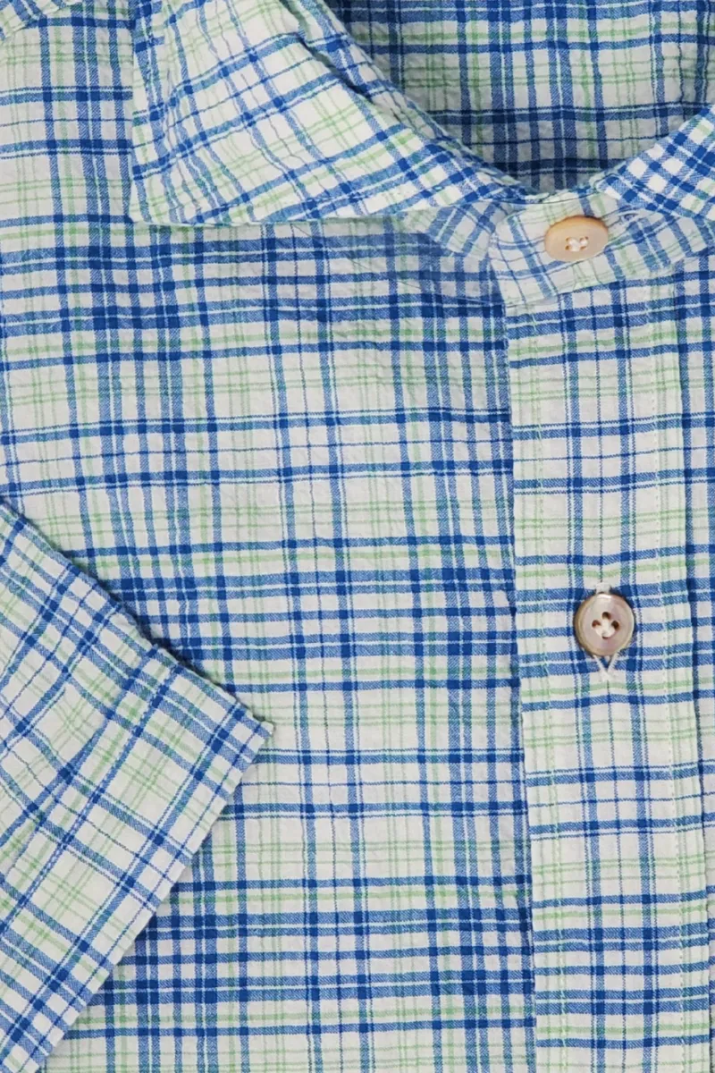 Short Sleeve Crinkle Seersucker Shirt