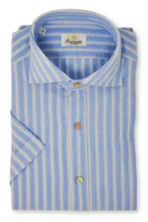 Short Sleeve Crinkle Seersucker Shirt