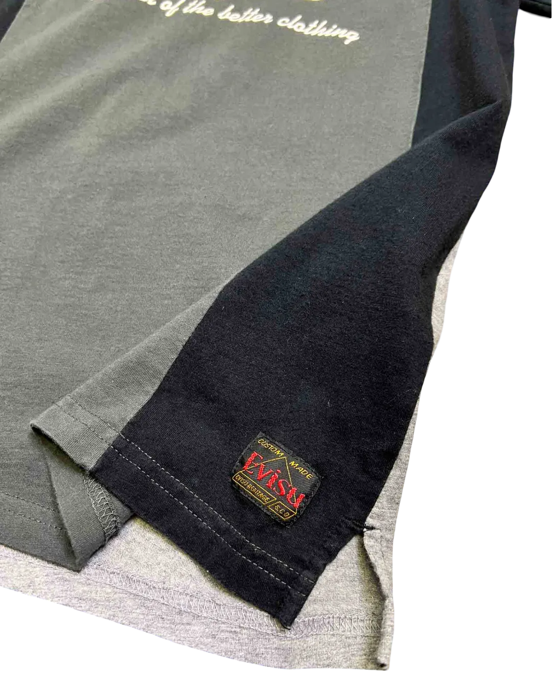 Size M | Evisu Black and Grey Panel T-shirt
