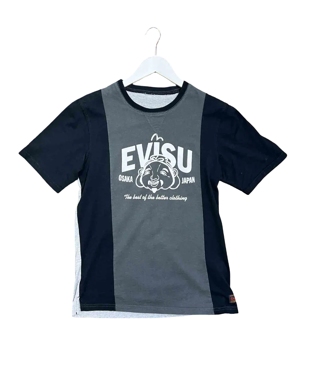 Size M | Evisu Black and Grey Panel T-shirt