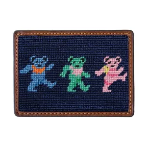 Smathers & Branson Dancing Bears Needlepoint Card Wallet - Dark Navy