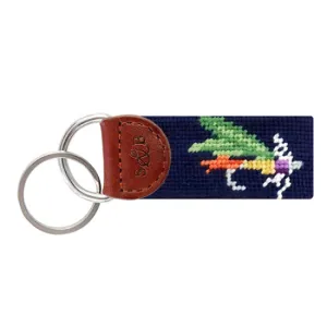 Smathers and Branson Fishing Fly Needlepoint Key Fob - Dark Navy