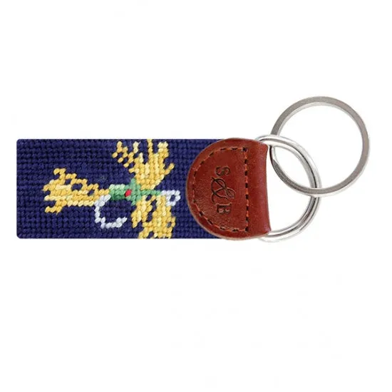 Smathers and Branson Fishing Fly Needlepoint Key Fob - Dark Navy