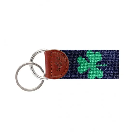 Smathers and Branson Shamrock Needlepoint Key Fob (Navy)