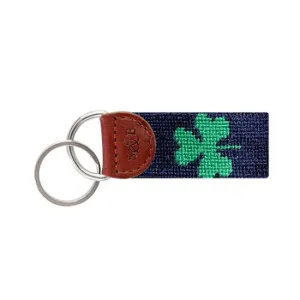 Smathers and Branson Shamrock Needlepoint Key Fob (Navy)