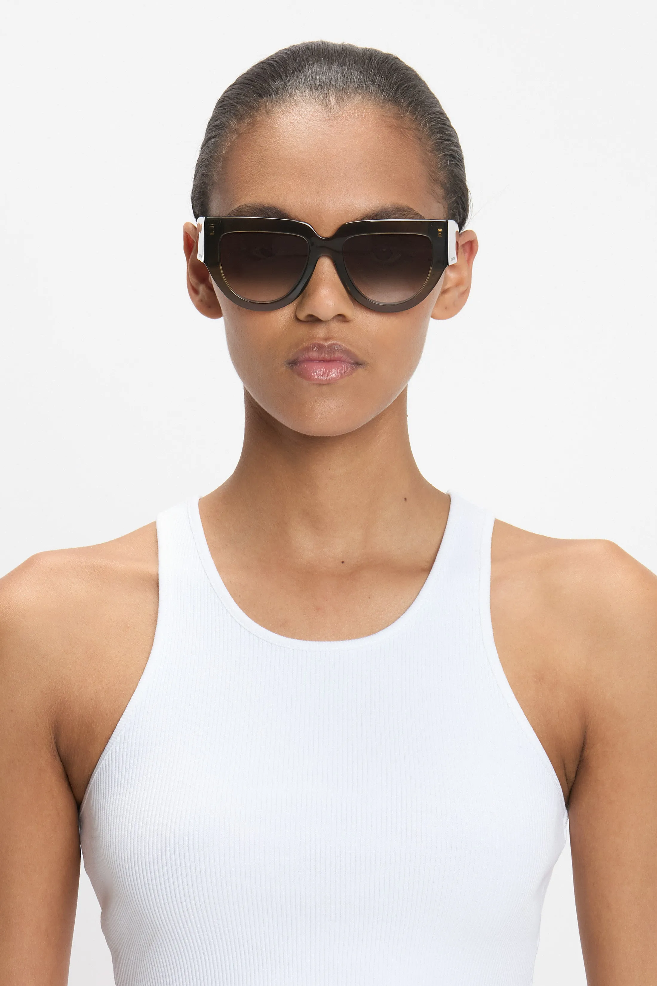 Soft Square Acetate Sunglasses In Khaki Victoria Beckham