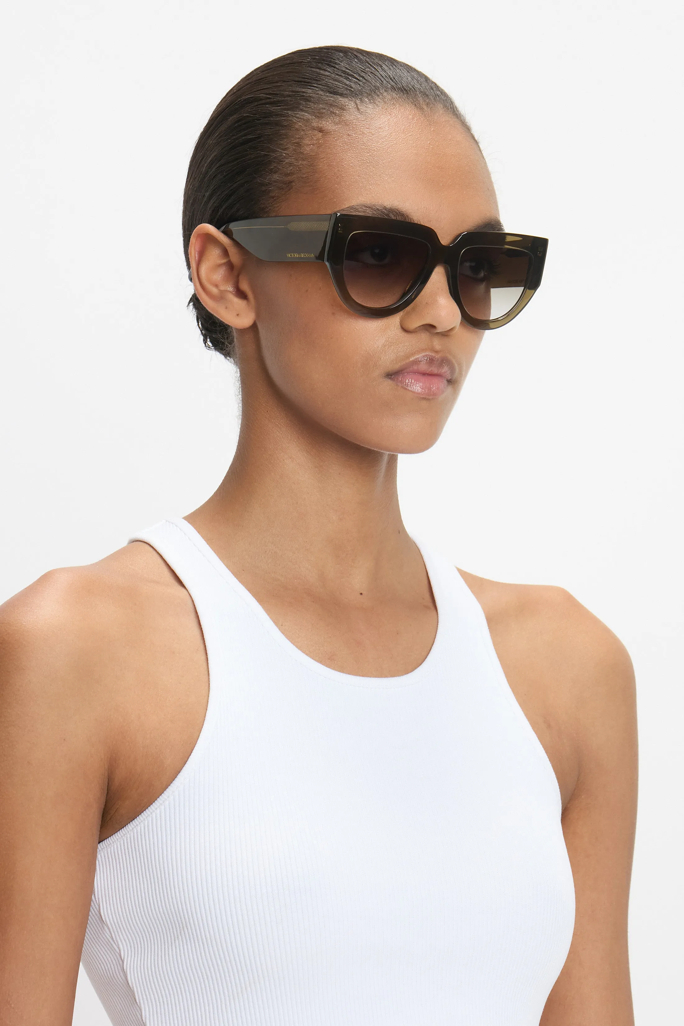 Soft Square Acetate Sunglasses In Khaki Victoria Beckham