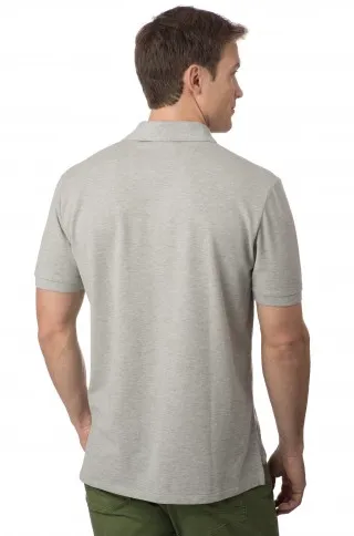 Southern Tide Grosgrain Ribbon Placket Heathered Skipjack Polo - Light Heather Grey