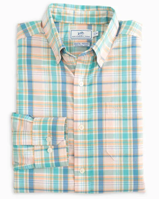 Southern Tide Men's Sky Valley Plaid Coastal Passage Sport Shirt - Rose Blush